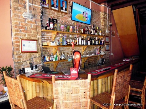 Brass Monkey Bar in Kampot, Cambodia.