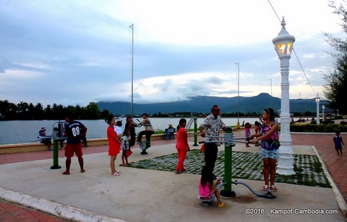 Excercise on the River in Kampot, Cambodia.