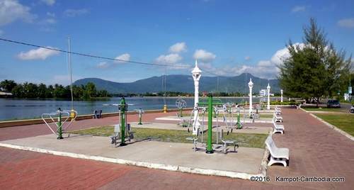 Exercise on the River in Kampot, Cambodia.