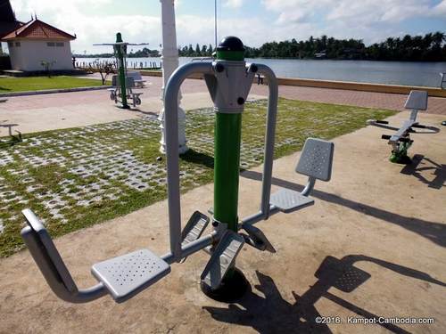 Exercise on the River in Kampot, Cambodia.