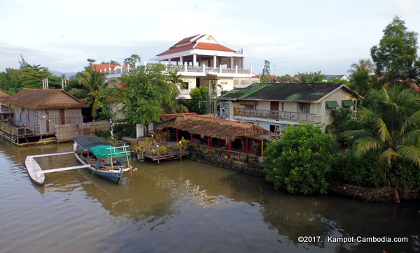 New Bridge in Kampot, Cambodia.  Kampong Bay Bridge.