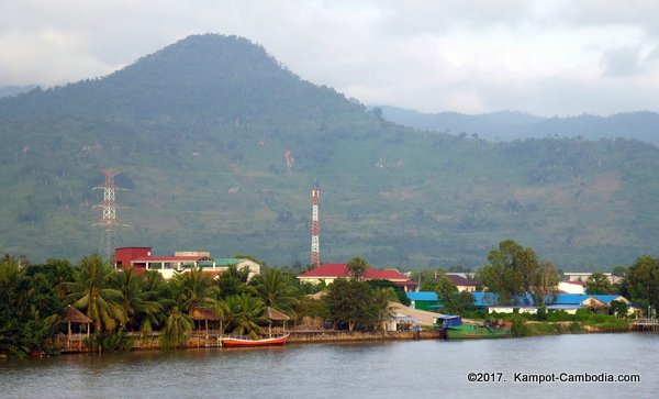 New Bridge in Kampot, Cambodia.  Kampong Bay Bridge.