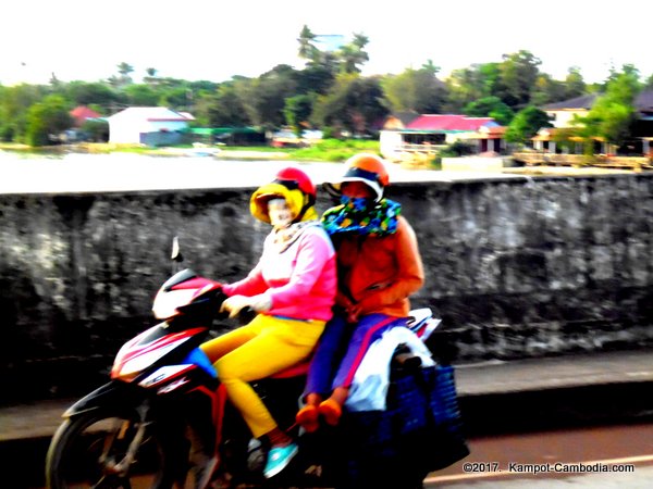 New Bridge in Kampot, Cambodia.  Kampong Bay Bridge.