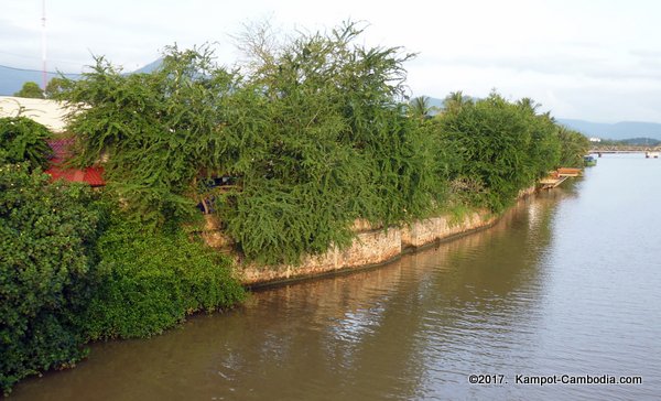 New Bridge in Kampot, Cambodia.  Kampong Bay Bridge.