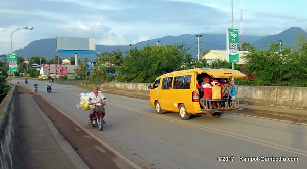 New Bridge in Kampot, Cambodia.  Kampong Bay Bridge.