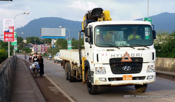 New Bridge in Kampot, Cambodia.  Kampong Bay Bridge.