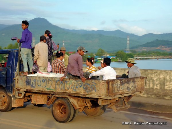 New Bridge in Kampot, Cambodia.  Kampong Bay Bridge.