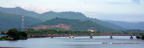 New Bridge in Kampot, Cambodia.  Kampong Bay Bridge.