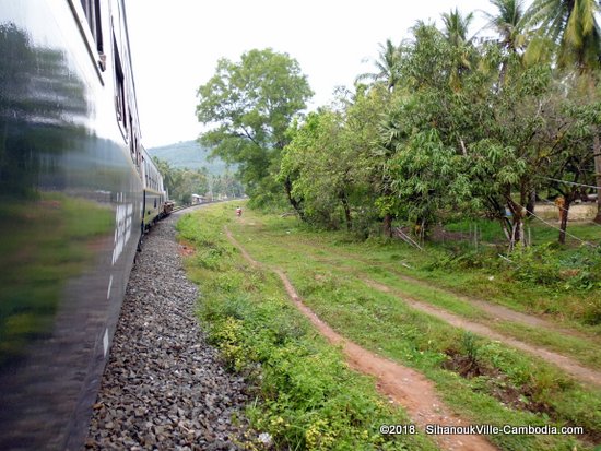 Train service from Kampot to SihanoukVille and Phnom Penh, Cambodia.