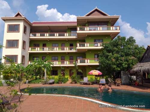 Two Moons Hotel & Restaurant in Kampot, Cambodia.