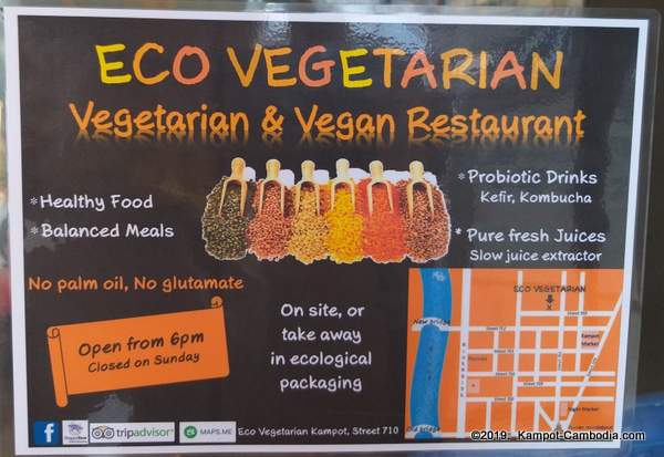 Eco Vegetarian Restaurant in Kampot, Cambodia.
