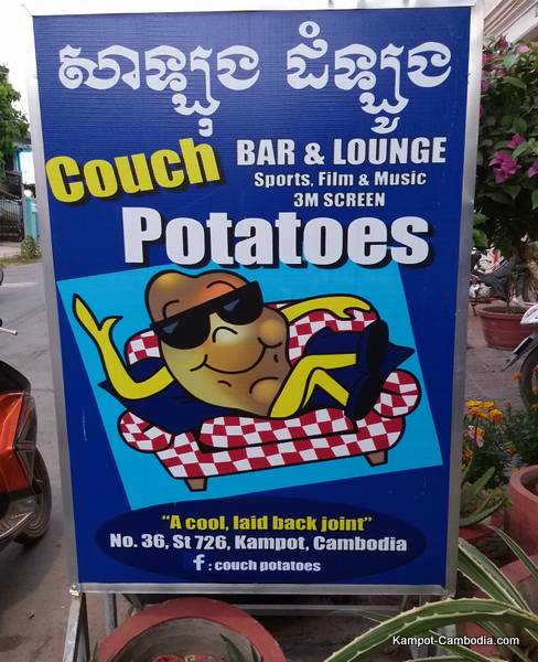 Couch Potatoes Spud House and Sports Bar in Kampot, Cambodia.