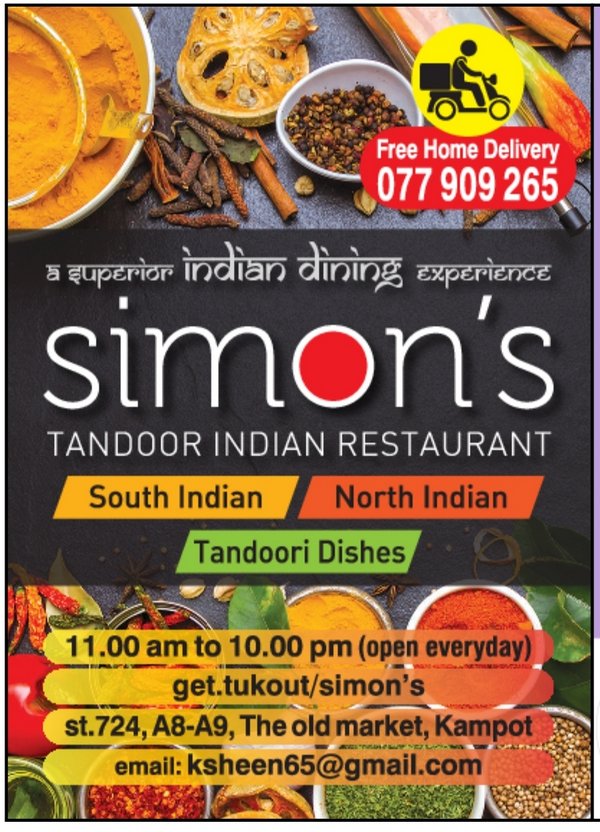 Simon's Indian Restaurant in Kampot, Cambodia.