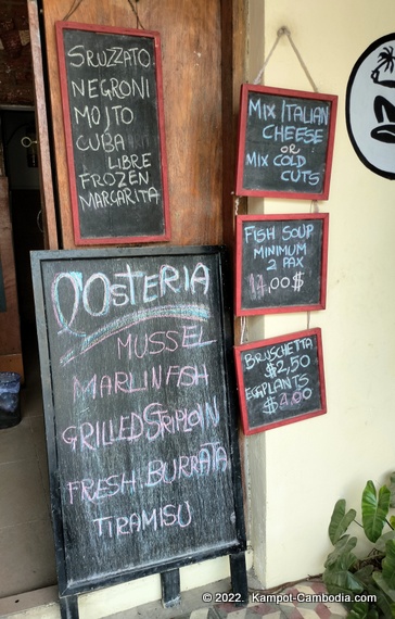 L'Osteria Italian Restaurant in Kampot, Cambodia.