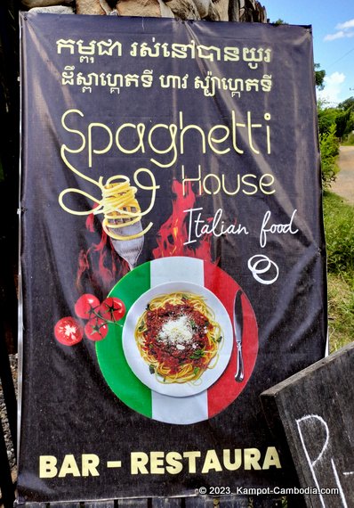 The Spaghetti House in Kampot, Cambodia.  Italian Restaurant.