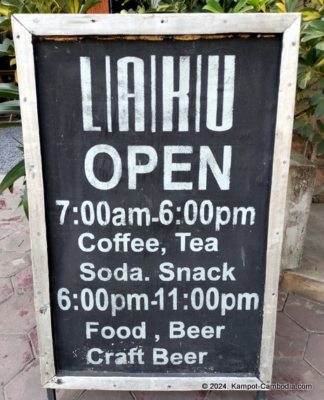 Laku Cafe and Restaurant in Kampot, Cambodia.