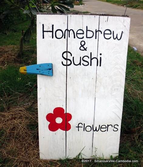 Flowers Homebrew and Sushi in Kampot, Cambodia.