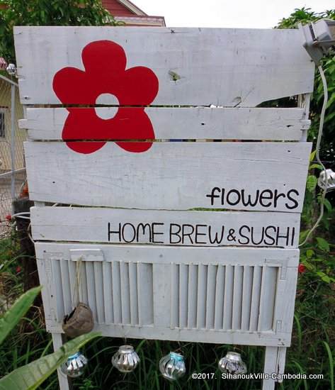 Flowers Homebrew and Sushi in Kampot, Cambodia.