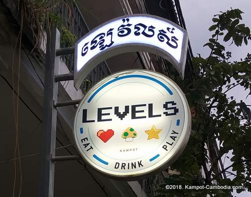 Levels.  Food * Drink * Games * in Kampot, Cambodia.