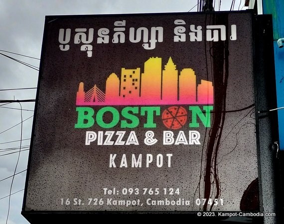 Boston Pizza & Bar in Kampot, Cambodia.