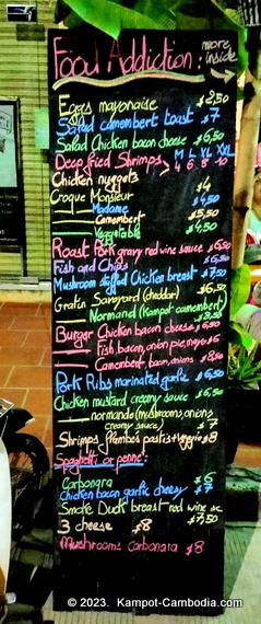 Food Addiction in Kampot, Cambodia.  French Restaurant.