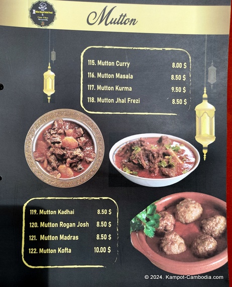 Indian Royal Restaurant in Kampot, Cambodia.  Halal.