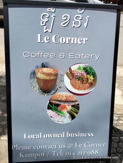 Le Corner Coffee & Eatery in Kampot, Cambodia.