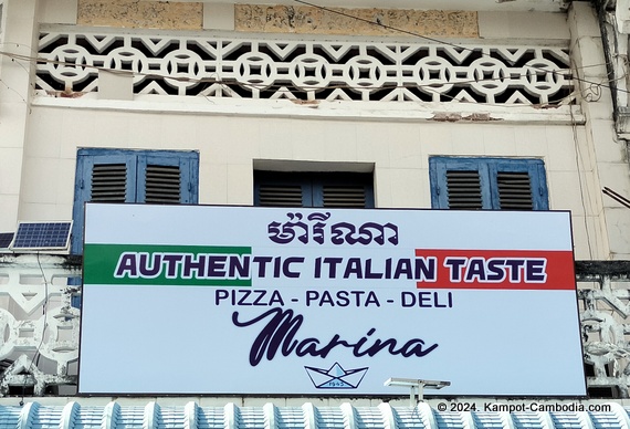 Marina Italian Restaurant in Kampot, Cambodia.