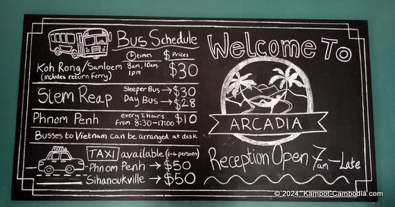 Arcadia Downtown Backpackers and Original Rusty Bar & Grill in Kampot, Cambodia.