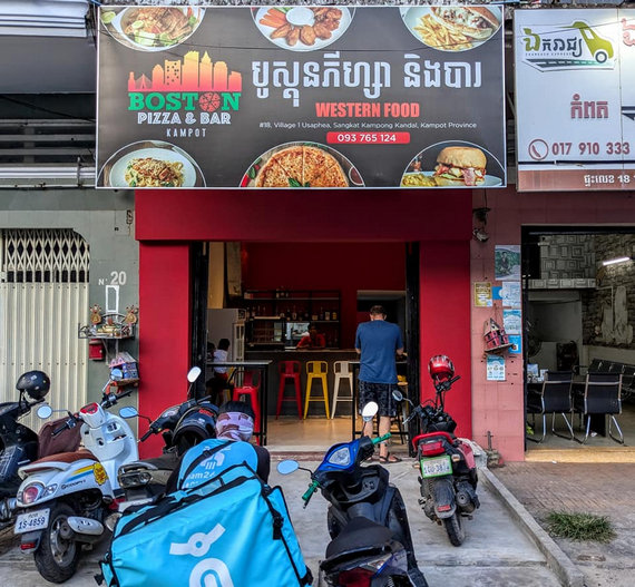 Boston Pizza & Bar in Kampot, Cambodia.