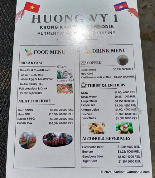 Huong Vy Vietnamese Restaurant in Kampot, Cambodia.