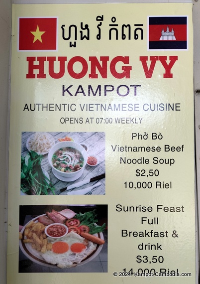 Huong Vy Vietnamese Restaurant in Kampot, Cambodia.