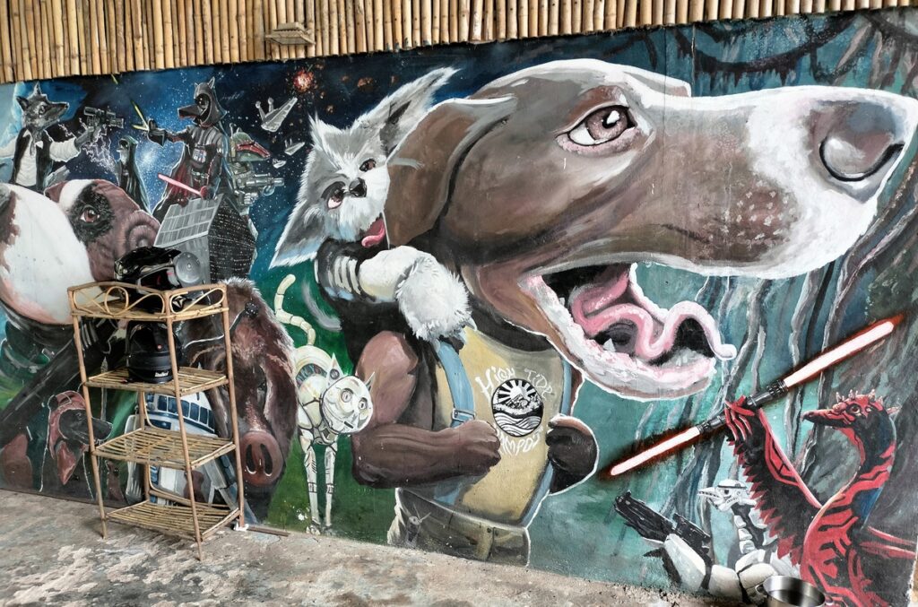 high tide in kampot cambodia. dog bar and lounge