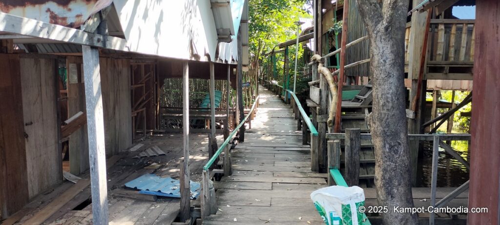 Trapeang Sangkae mangrove in kampot cambodia. boats and rooms.