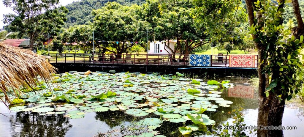 Champs dámour hotel and restaurant on secret lake. kampot, cambodia