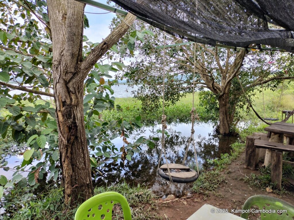 lakeside restaurant on secret lake in kampot cambodia