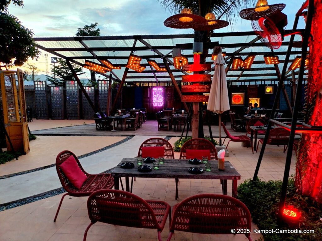 temple outdoor lounge and club in kampot cambodia