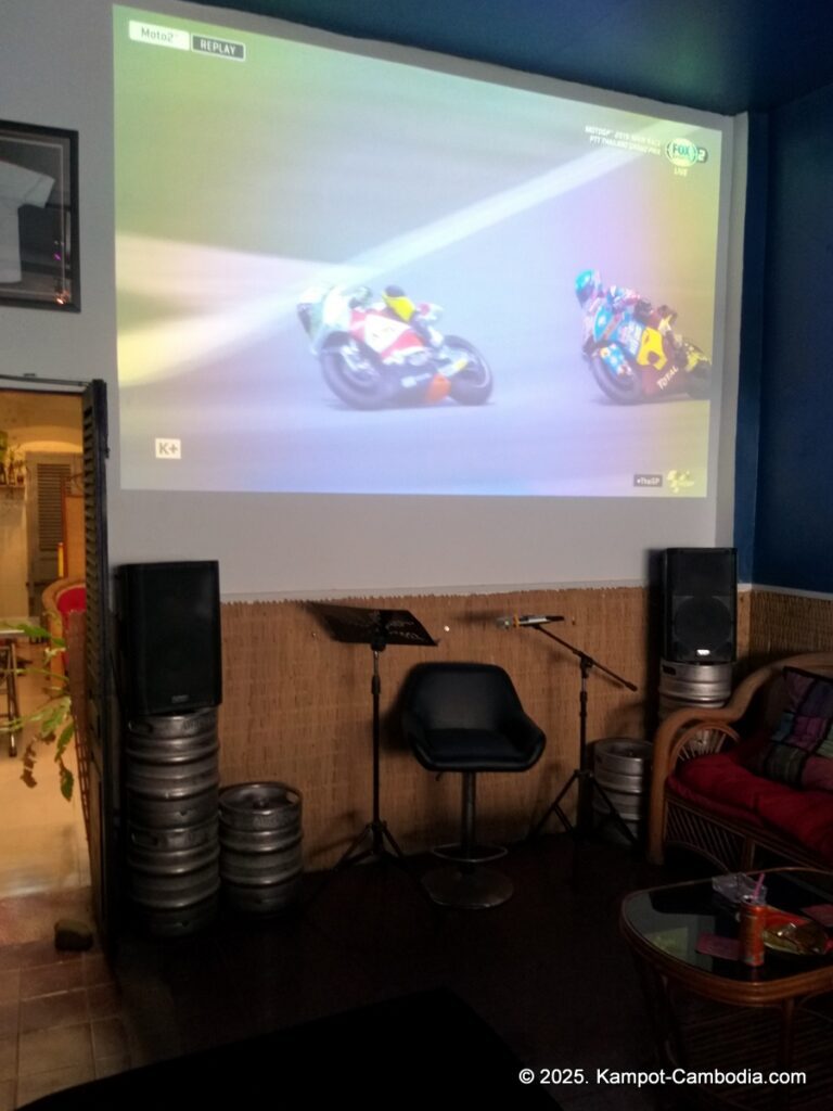 couch potatoes in kampot cambodia. sports bar.