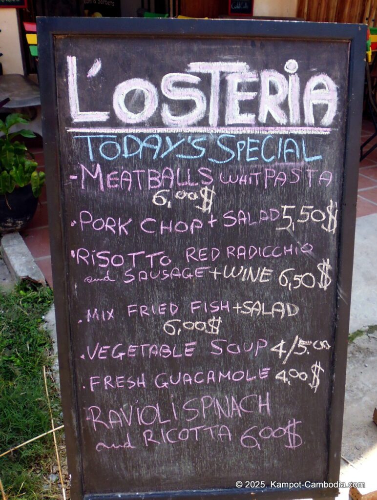 L'Osteria Italian Restaurant in kampot cambodia