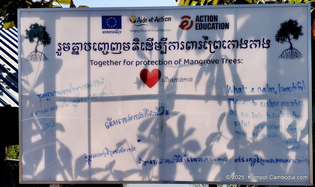 Trapeang Sangkae mangrove in kampot cambodia. boats and rooms.