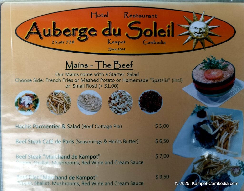 auberge du soliel restaurant in kampot cambodia