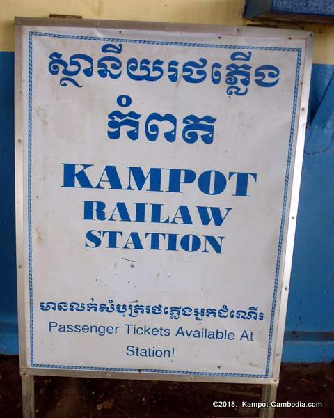 Train in Kampot, Cambodia. Kampot Train Station. Train schedule.