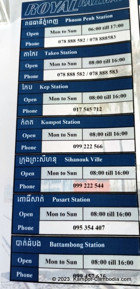 Train in Kampot, Cambodia. Kampot Train Station. Train schedule.