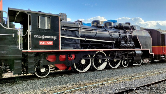 Train in Kampot, Cambodia. Kampot Train Station. Train schedule.