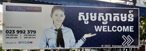 Train in Kampot, Cambodia. Kampot Train Station. Train schedule.