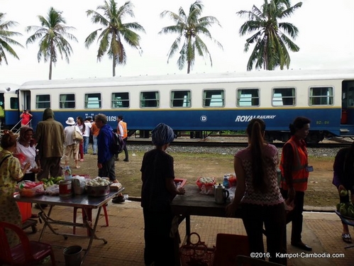 Train in Kampot, Cambodia. Kampot Train Station. Train schedule.