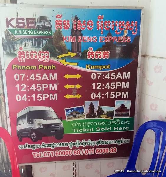 Kim Seng Express bus between kampot and Phnom Penh, Cambodia