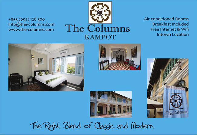 The Columns Hotel in Kampot, Cambodia