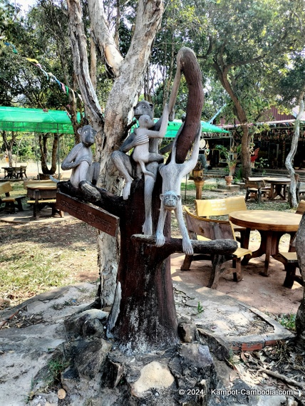 Wat Veal Pouch near the waterfall in Kampot, Cambodia