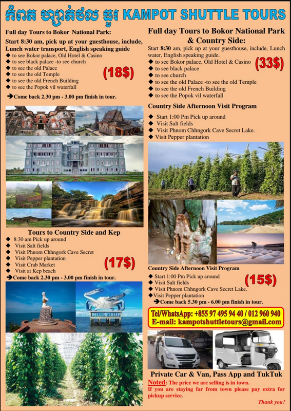 kampot shuttle tours travel agent in kampot, cambodia